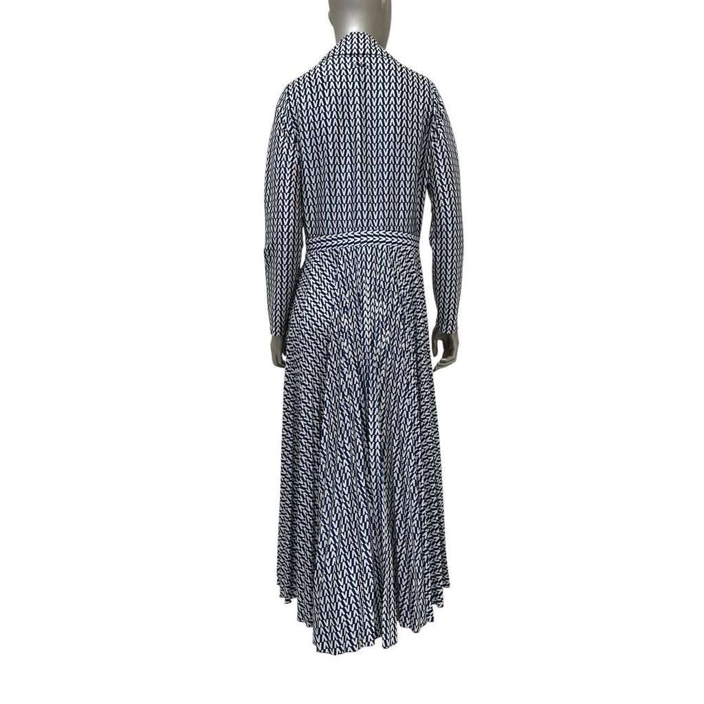 Valentino Valentino Blue V-Print Maxi Dress Sz.M Pre-owned Blue Good condition - Back View