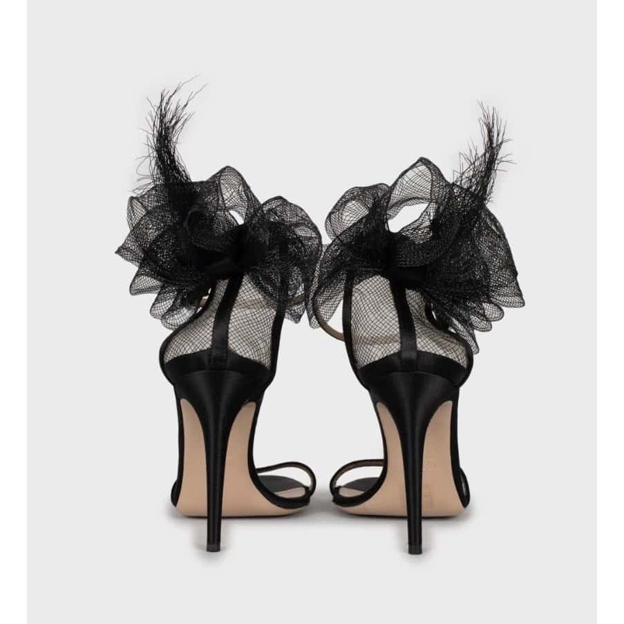 Valentino Valentino Black Suede Bow Stiletto Sandals Size 39 pre-owned Black Suede Good condition - Model View