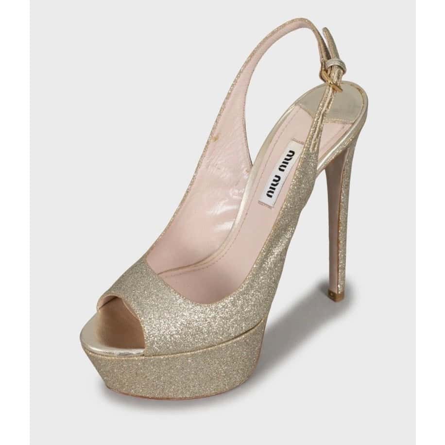 Miu Miu Miu Miu Gold Stiletto High Heel Sandals - Size 36 Pre-owned Gold Leather Good condition - Inside View