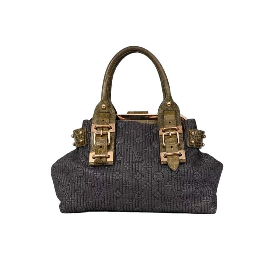 Louis Vuitton Louis Vuitton Rare Motard Biker Crocodile Print Lambskin Shoulder Bag Pre-owned Grey Leather Good condition - Front View