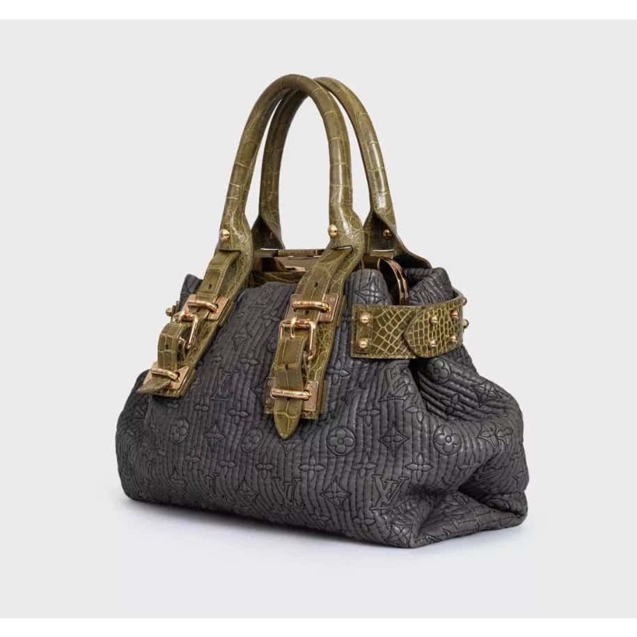 Louis Vuitton Louis Vuitton Rare Motard Biker Crocodile Print Lambskin Shoulder Bag Pre-owned Grey Leather Good condition - Back View