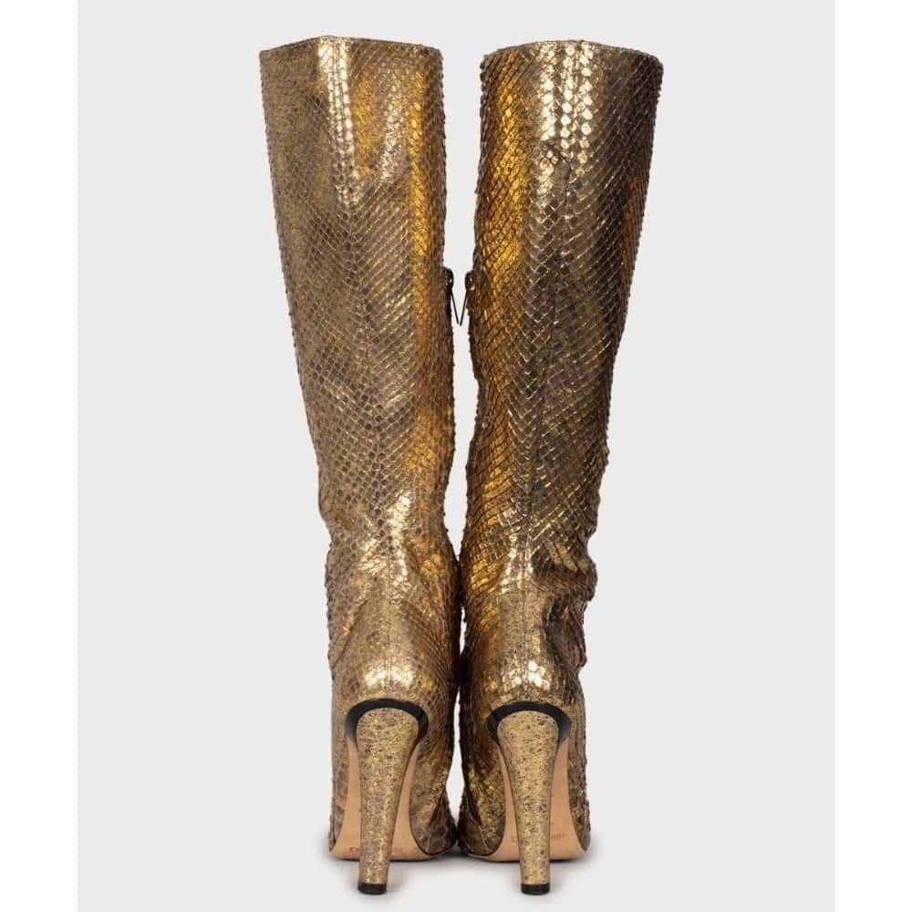 Jimmy Choo Jimmy Choo Gold Snakeskin print lambskin Boots Sz.35.5 pre-owned Gold Leather Good condition - Model View