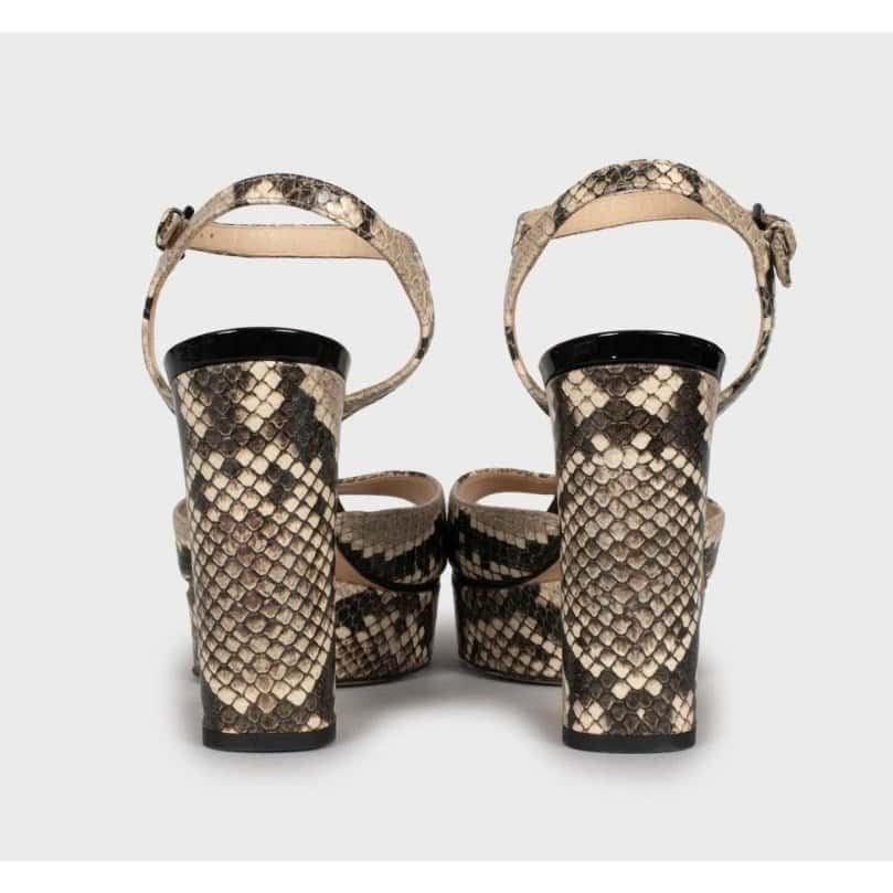 Jimmy Choo Jimmy Choo Animal Print Leather Block Heel Sandals 36 Pre-owned Beige Leather Good condition - Model View