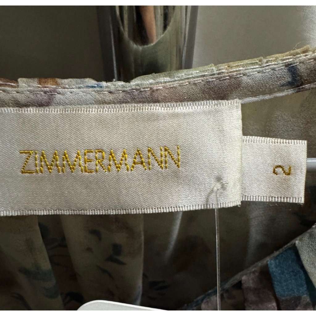 ZIMMERMANN Zimmermann Floral Sheer Pleated DressSz. 2/M pre-owned MultiColor Good condition - Box View
