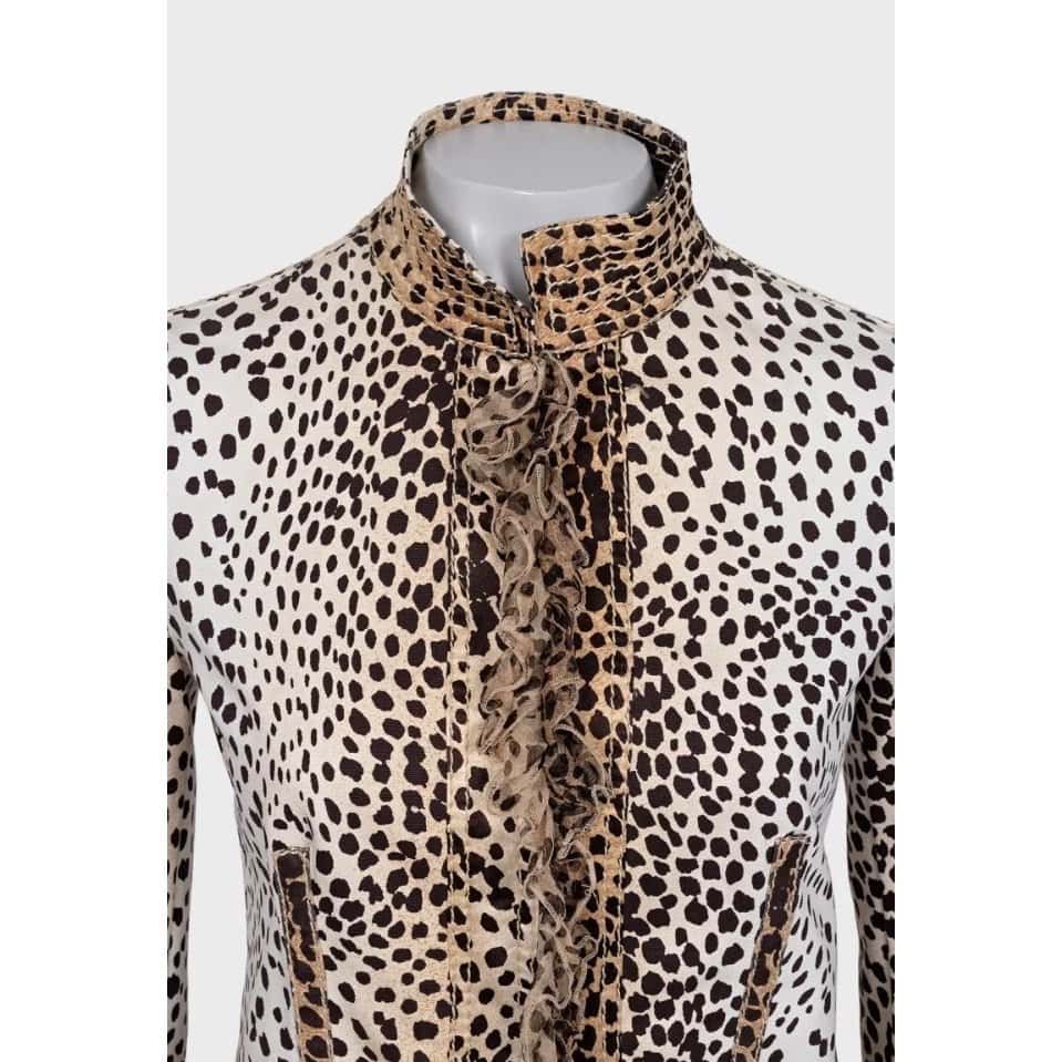 Roberto Cavalli Roberto Cavalli Animal Print Fitted Jacket IT38 XS pre-owned Black Cotton Good condition - Model View