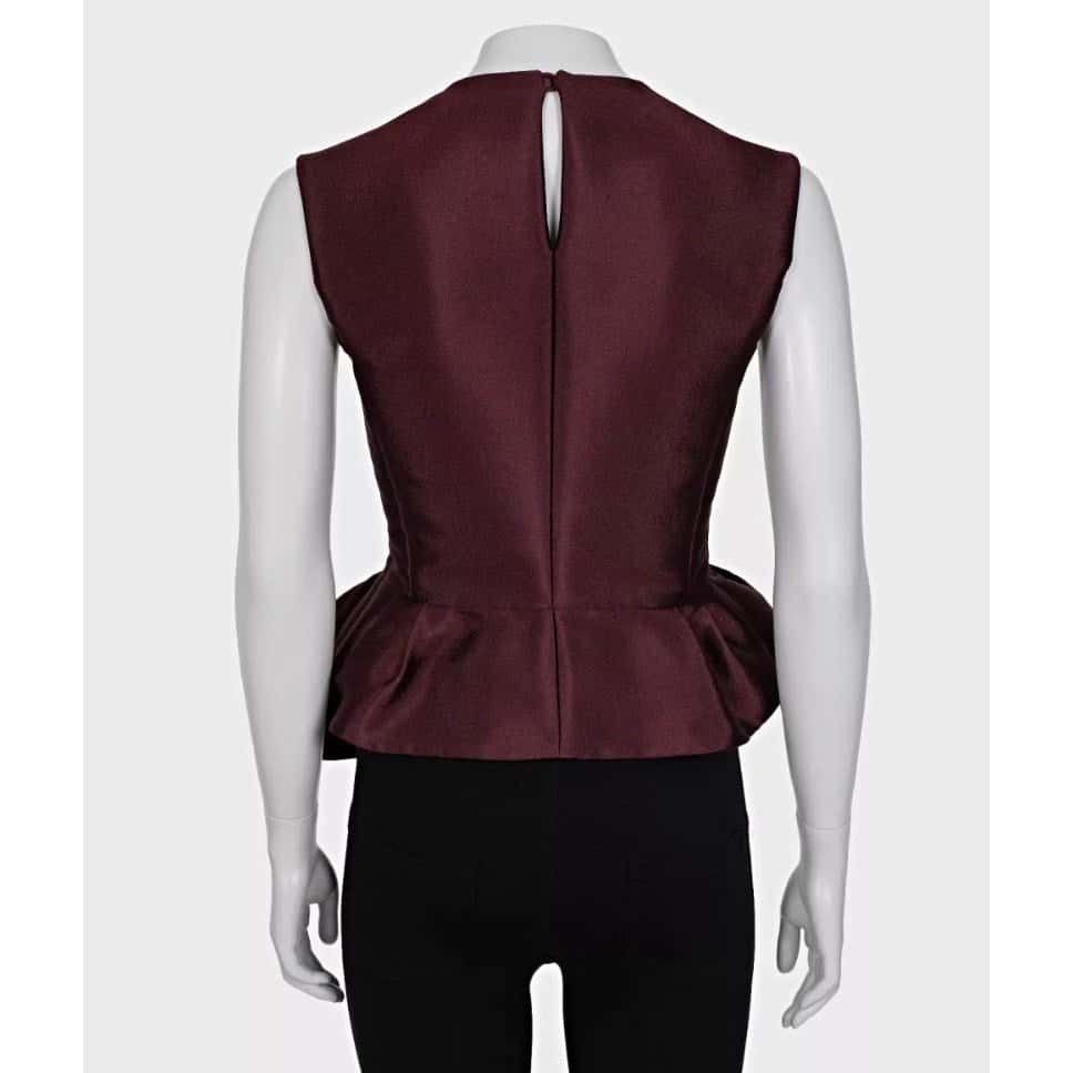 Christian Dior Christian Dior Burgundy Silk Blend Peplum Top - Size M / EU 36 Pre-owned Burgundy Silk Good condition - Inside View