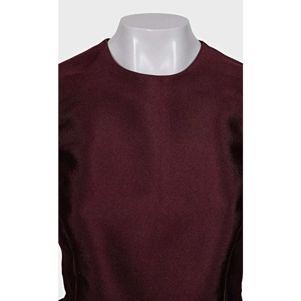 Christian Dior Christian Dior Burgundy Silk Blend Peplum Top - Size M / EU 36 Pre-owned Burgundy Silk Good condition - Model View