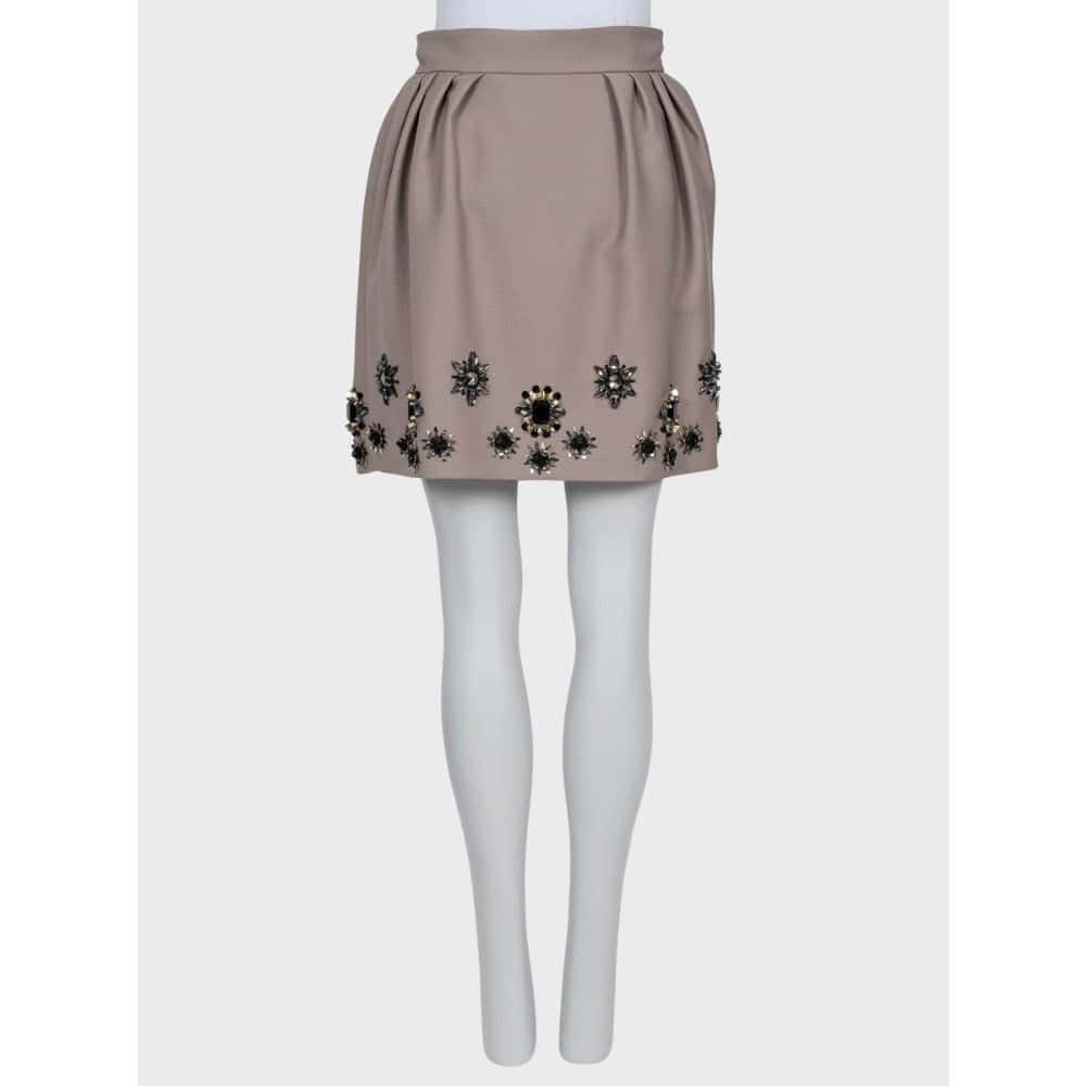 Christian Dior Christian Dior Embellished Floral Crystal Skirt EU 36/M Pre-owned Brown Wool Good condition - Inside View