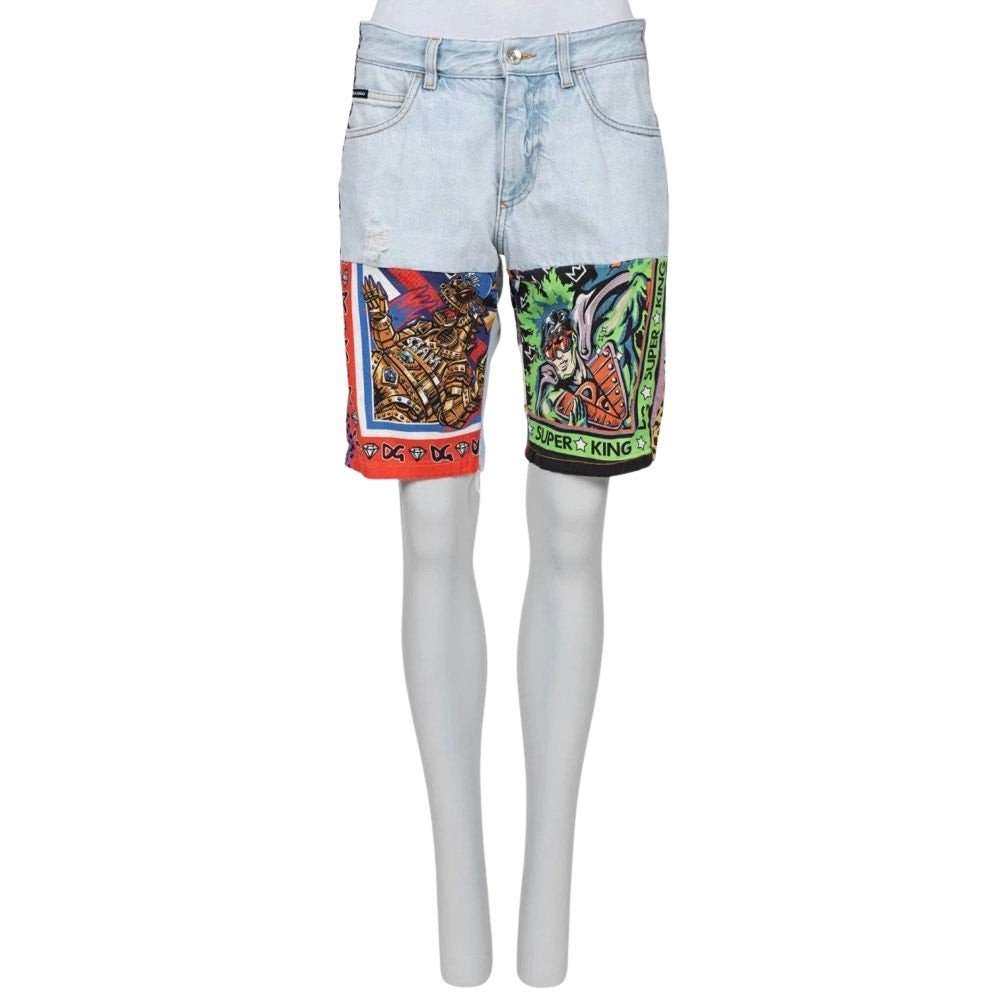 Dolce & Gabbana Dolce & Gabbana Mixed Panel Denim Shorts IT46/XL Pre-owned Silver Denim Good condition - Front View
