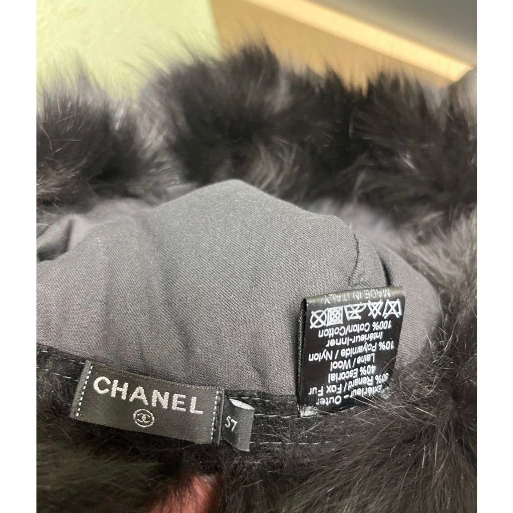 Chanel Chanel Black Faux Fur & Wool Hat Sz.57 Pre-owned Black Wool Good condition - Box View