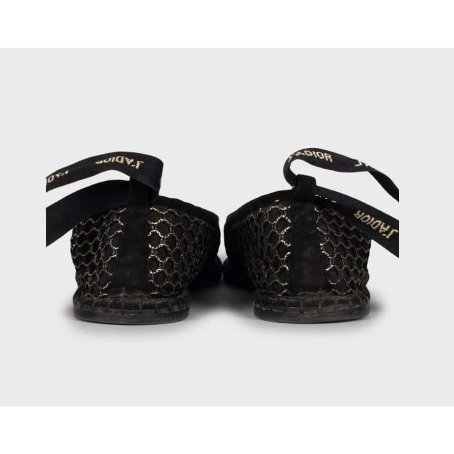 Christian Dior Christian Dior J’Adior Mesh Ballet Flats - Size 38 pre-owned Black Lace Good condition - Model View