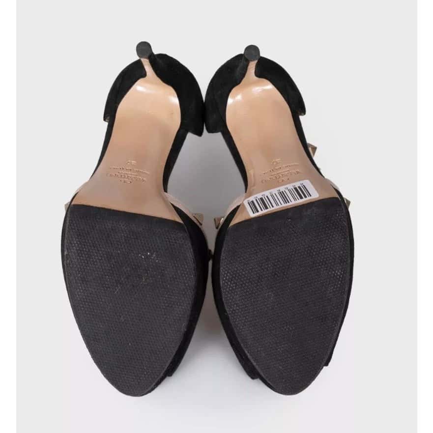 Valentino Valentino Black Suede Open Toe Pumps - Sz 37 Pre-owned Black Suede Good condition - Box View
