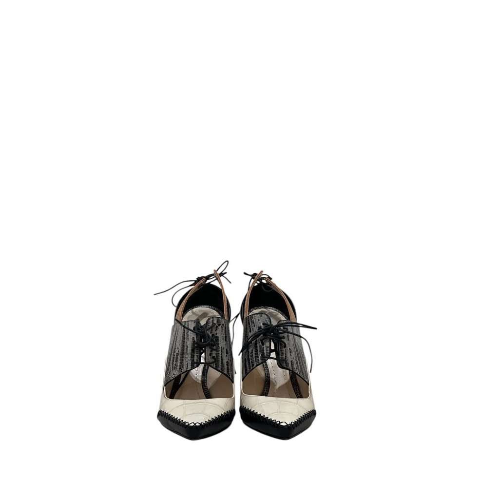 Christian Dior Dior Nomade FW16 Crocodile-Embossed Leather Heels 38 Pre-owned Beige Leather Good condition - Back View
