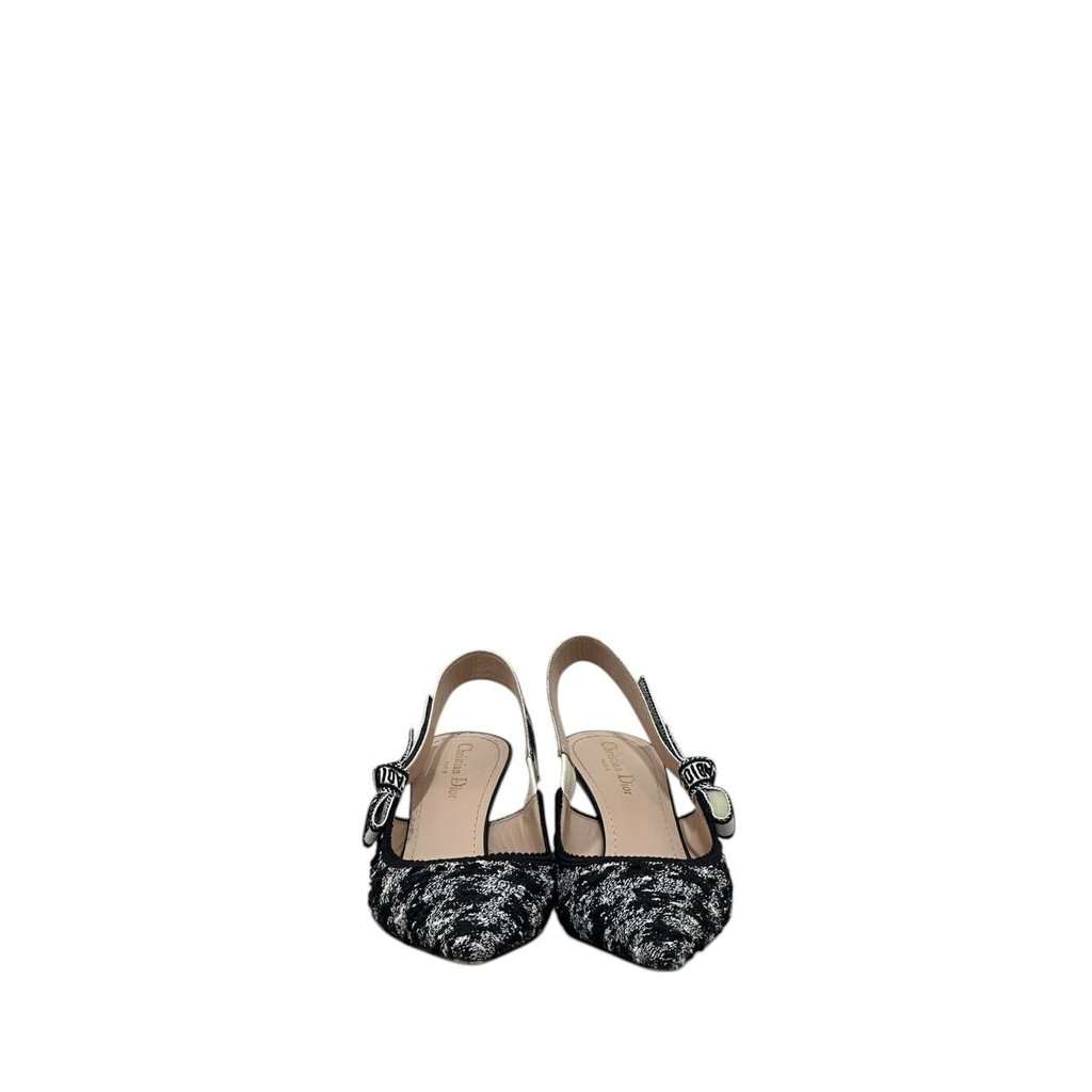 Christian Dior Dior J’Adior Houndstooth Slingback Pumps EU 39.5 Pre-owned Black Tweed Good condition - Model View
