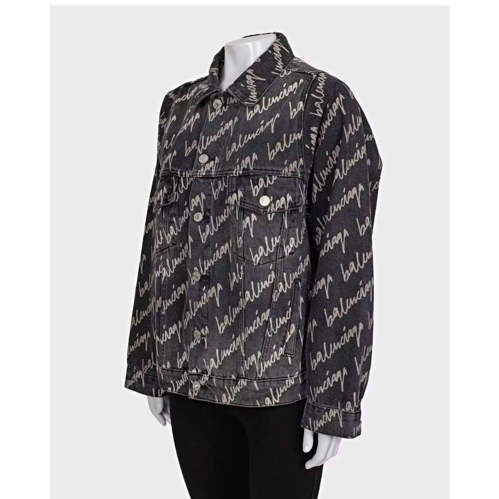 Balenciaga NWOT Balenciaga Black Oversized Denim Jacket IT38/XXS pre-owned Black Denim Never worn - Back View