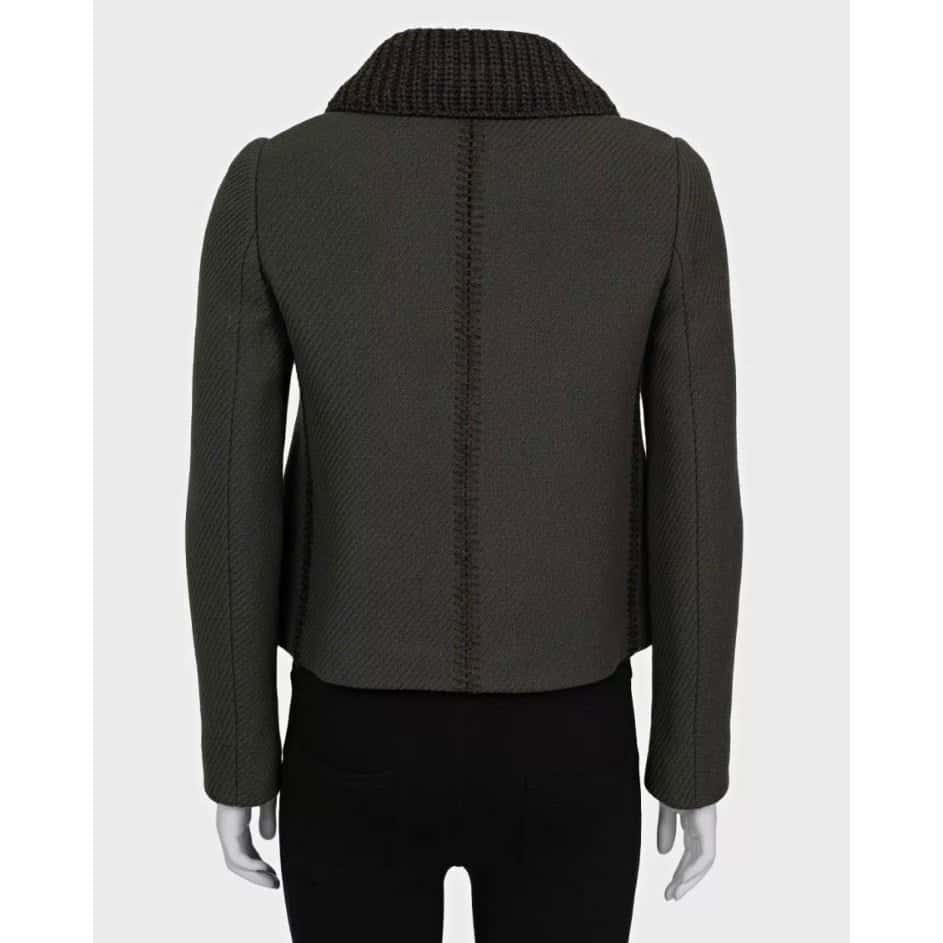 Prada Prada Vintage Green Wool Knit-Detail Double-Breasted Jacket Sz.40/S Pre-owned Green Wool Good condition - Inside View