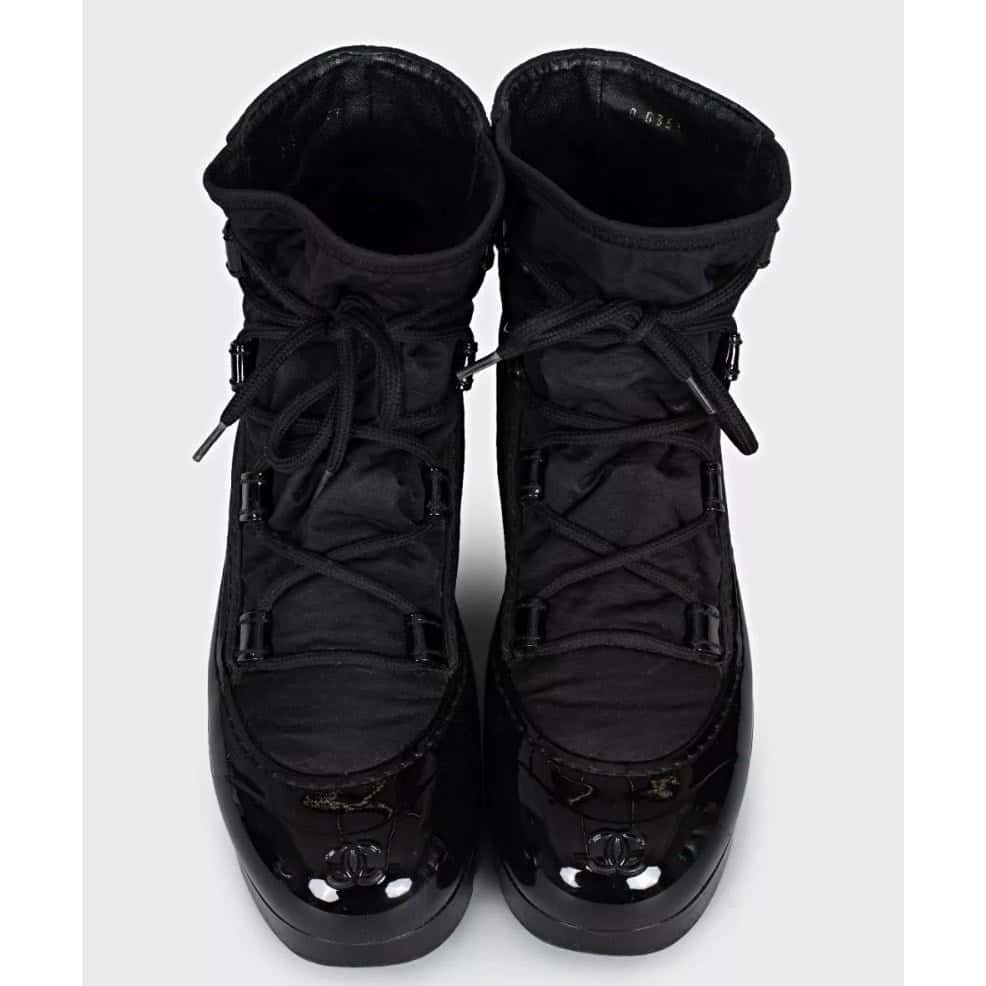 Chanel Chanel Black Lace-Up Boots - Size 37 Pre-owned Black Lace Good condition - Back View