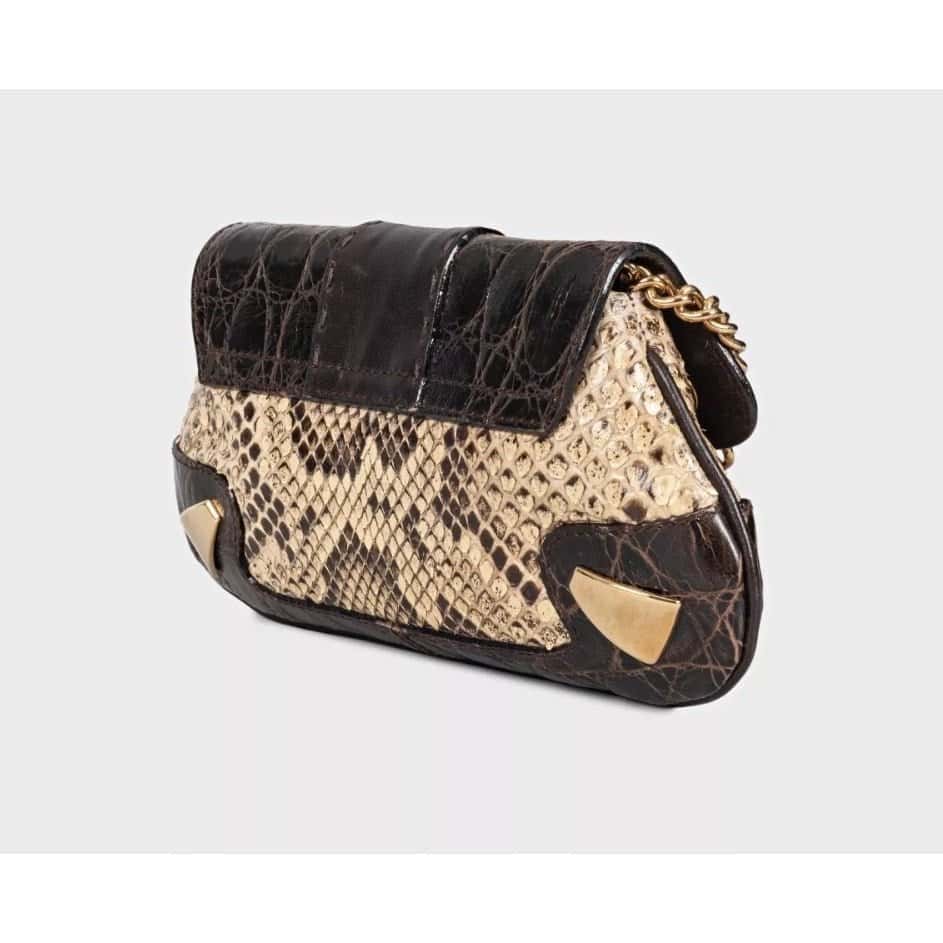Dolce & Gabbana Dolce & Gabbana Brown Python Print lambskin Leather Crossbody Bag pre-owned Brown Leather Good condition - Back View
