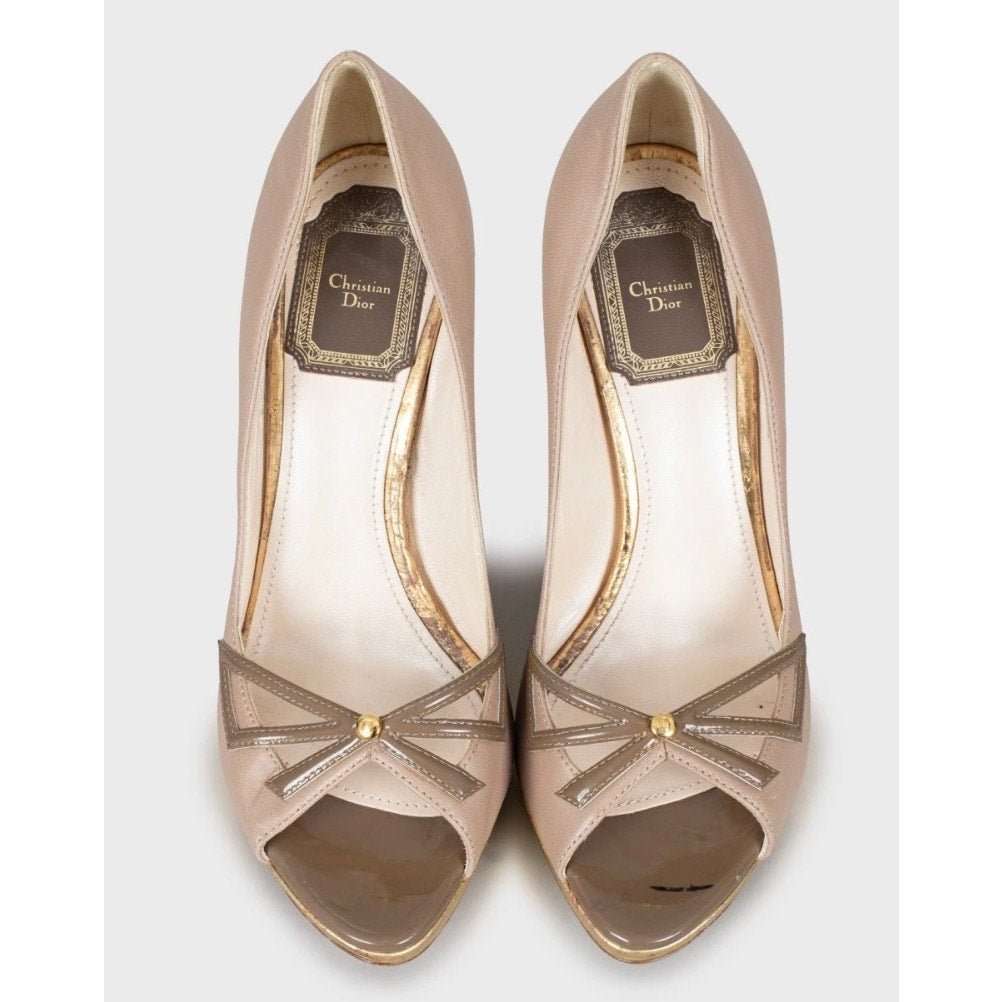 Christian Dior Christian Dior Beige t Leather Bow Pumps Size 36 pre-owned Beige Leather Good condition - Back View