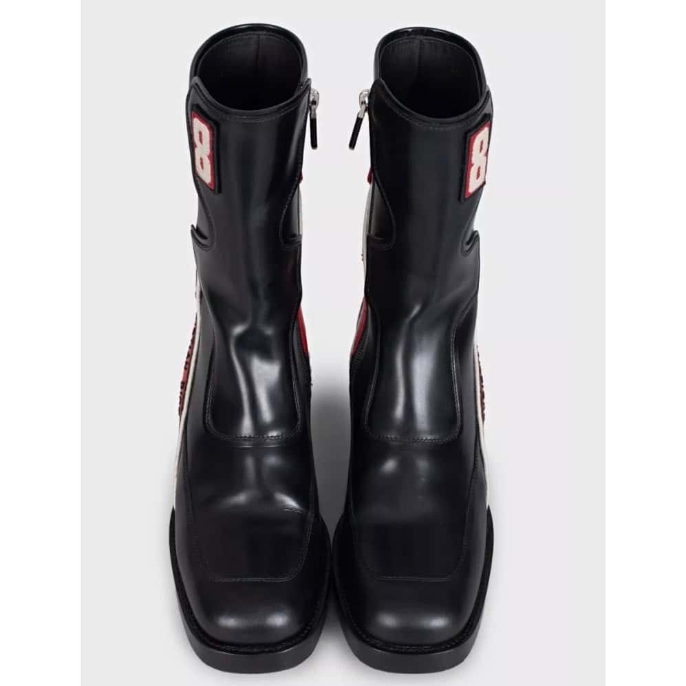Christian Dior Christian Dior Black Leather Embroidered Logo Ankle Boots Sz 38 pre-owned Black Leather Good condition - Back View
