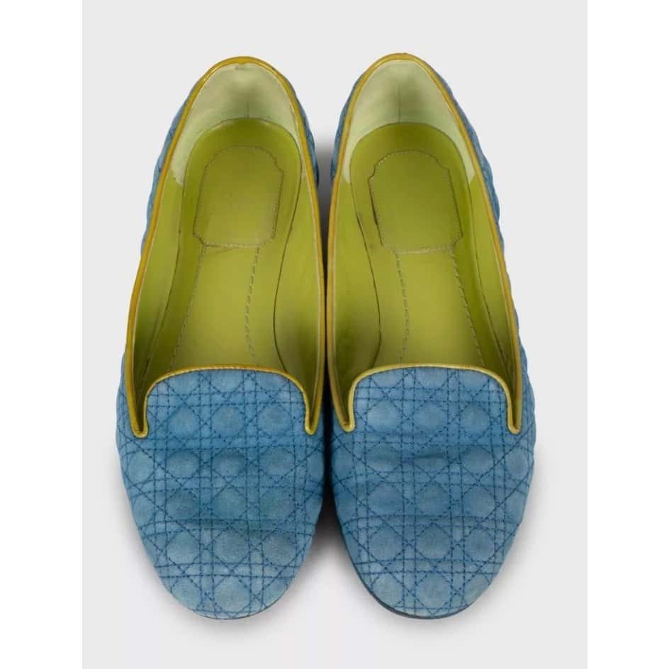 Christian Dior Christian Dior Blue Suede Ballet Flats - EU 37 pre-owned Blue Suede Good condition - Back View