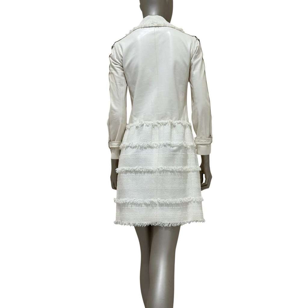 Chanel Chanel White Lamb Leather & Tweed Coat  EU 34 Pre-owned White Leather Good condition - Back View