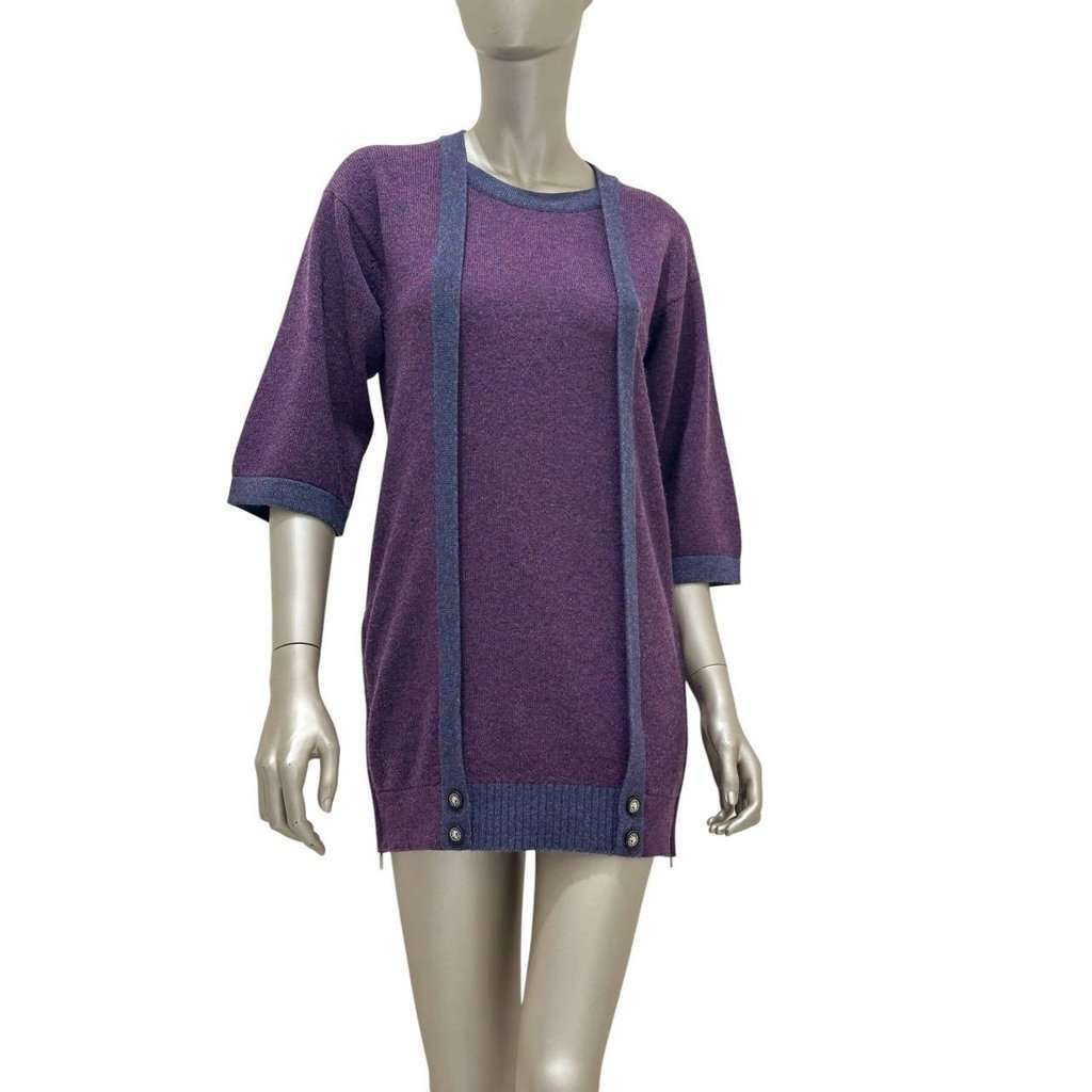 Chanel Chanel Purple Cashmere Long Cardigan EU 32 Pre-owned Purple Wool Good condition - Front View