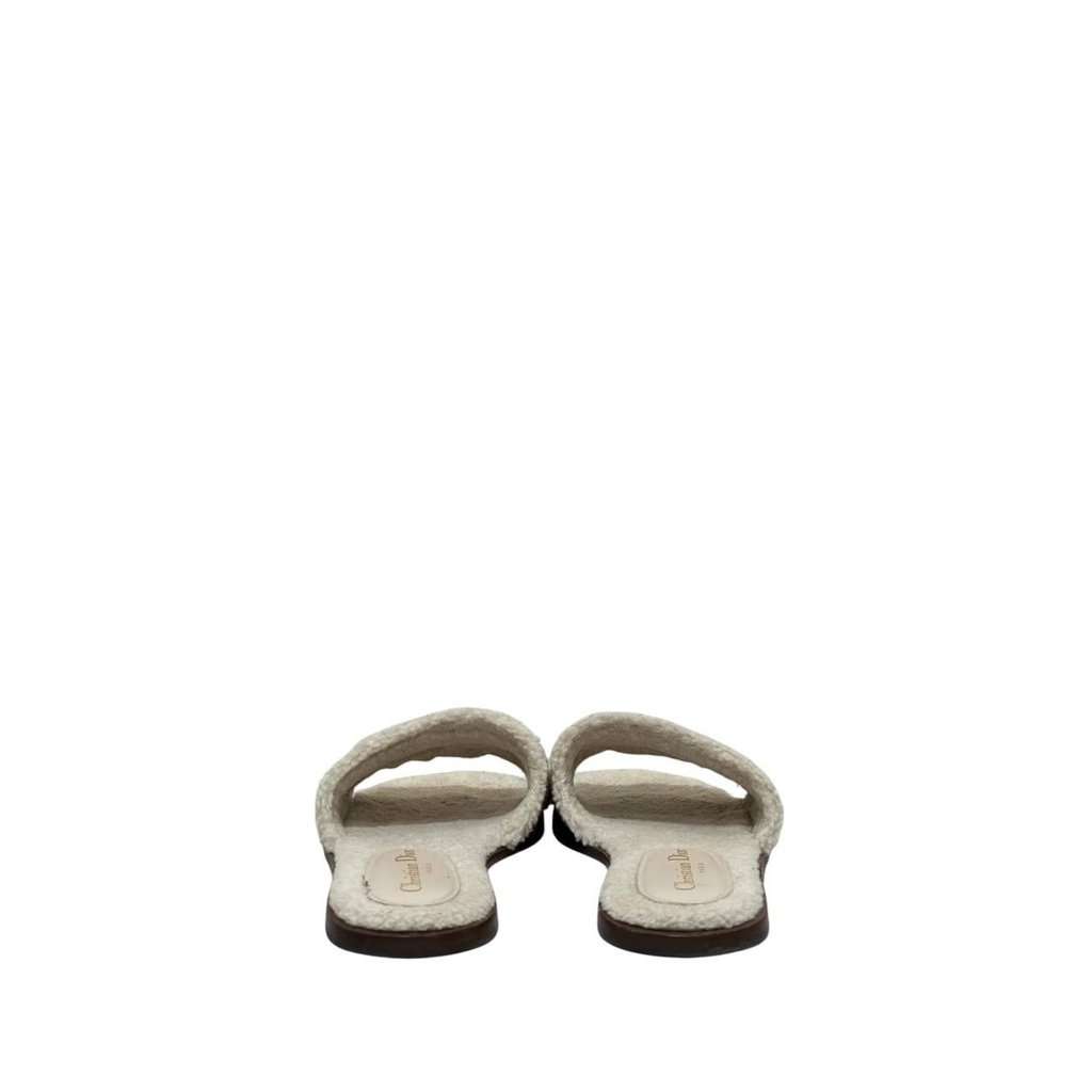 Christian Dior Christian Dior Dway Beige Suede Shearling Flat Sandals 37 pre-owned Beige Suede Good condition - Box View