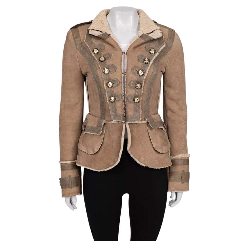Dolce & Gabbana Dolce & Gabbana Brown Lambskin Shearling Coat Sz.40 (S) Pre-owned Brown Leather Good condition - Front View