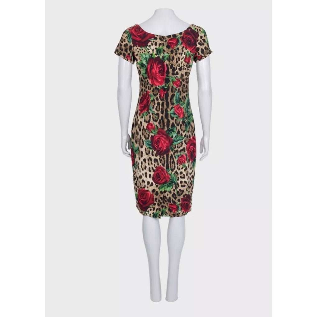 Dolce & Gabbana Dolce & Gabbana Floral Print Fitted Dress - Size IT44/L Pre-owned Brown Good condition - Inside View