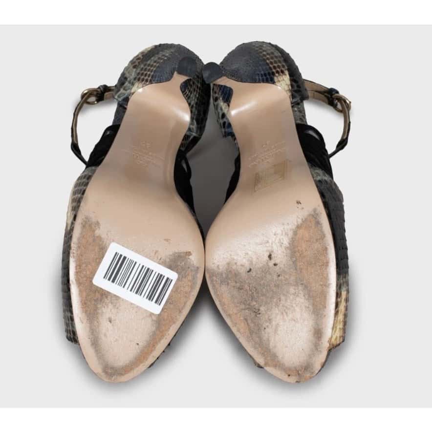 Valentino Valentino Snakeskin Print Lambskin Leather Stiletto Heels - Size 37 Black Leather Good condition - Box View