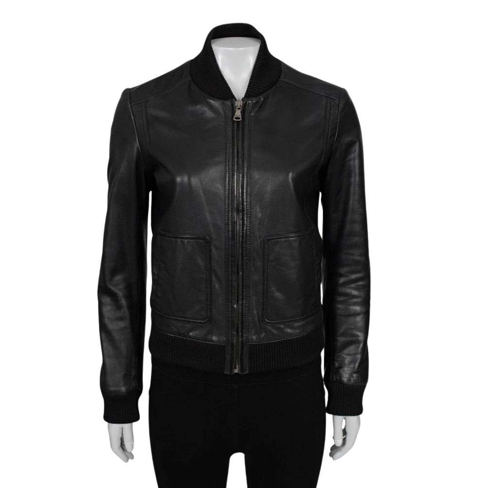 Dolce & Gabbana Dolce & Gabbana Black Leather Bomber Jacket - IT38/XS pre-owned Black Leather Good condition - Front View