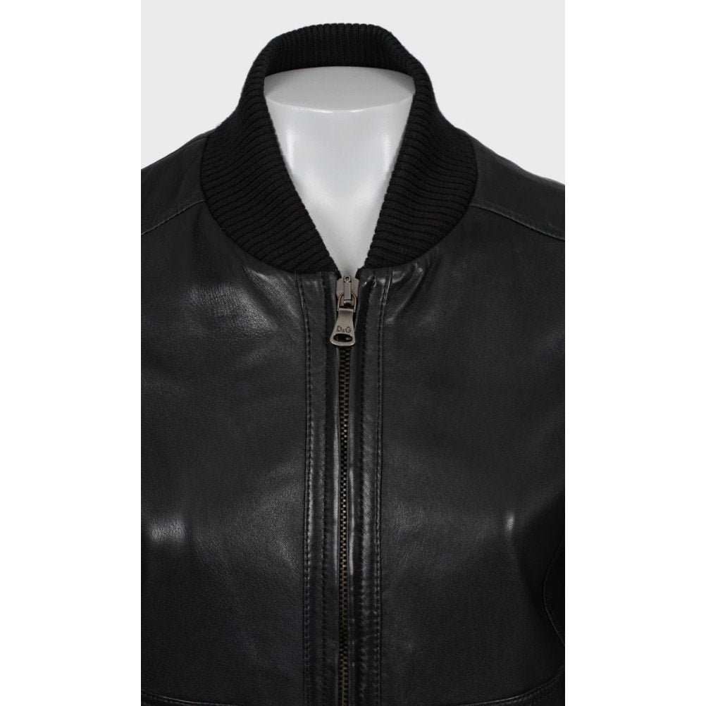 Dolce & Gabbana Dolce & Gabbana Black Leather Bomber Jacket - IT38/XS pre-owned Black Leather Good condition - Model View