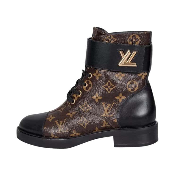 Louis Vuitton Louis Vuitton Wonderland Leather & Canvas Ankle Boots Sz 38 pre-owned Brown Leather Good condition - Front View