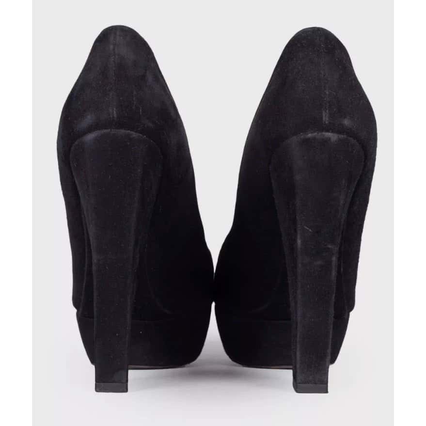 Christian Dior Christian Dior Black Suede Open Toe Pumps Sz.39.5 Pre-owned Black Suede Good condition - Box View