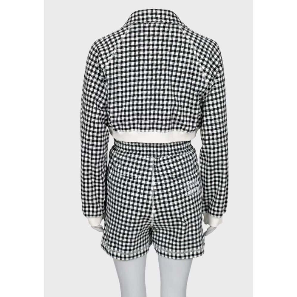 Miu Miu Miu Miu Houndstooth Cotton Suit with Shorts - Size S Pre-owned Black Cotton Never worn, with tag - Inside View