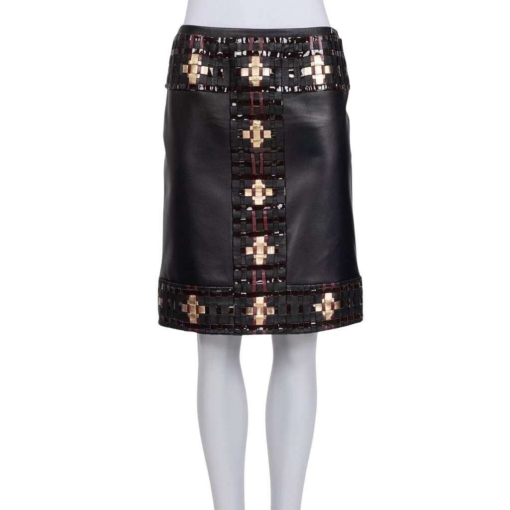 Chanel Chanel Black Sheepskin Leather Skirt - Size EU 36 / M  Pre-owned Black Leather Good condition - Front View