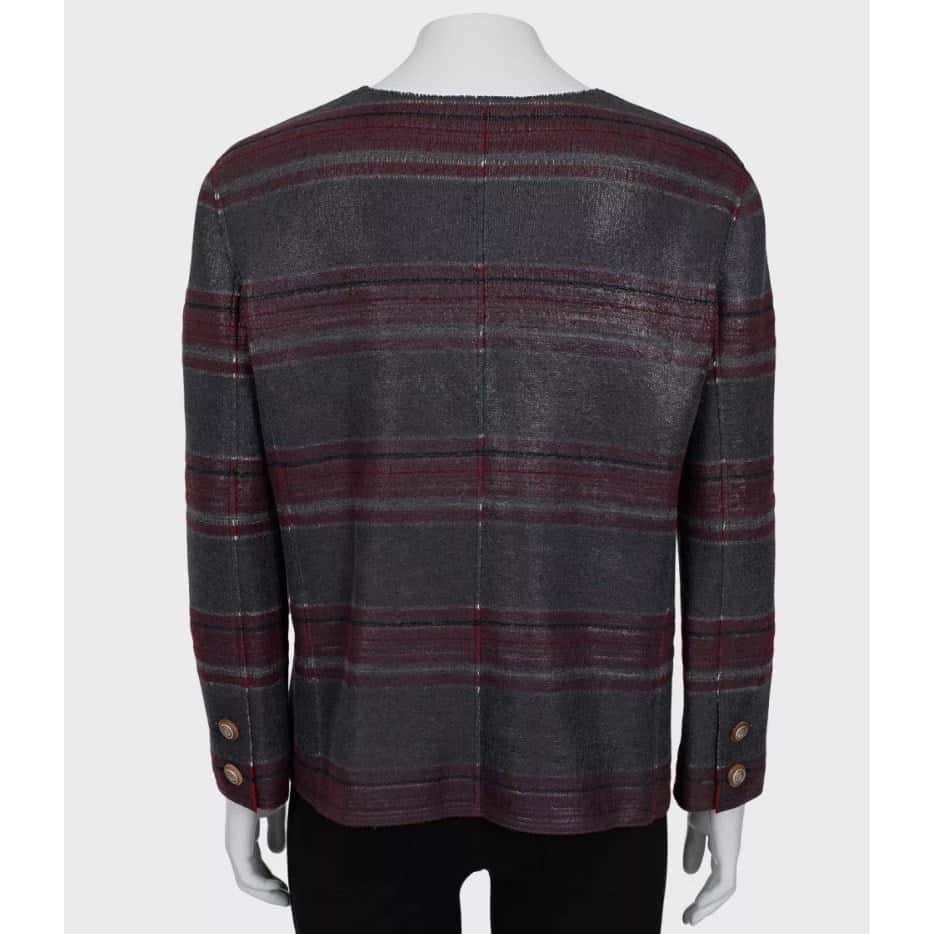 Chanel NWOT Chanel Dallas Cashmere Collarless Jacket - EU 44/3XL pre-owned Grey Wool Never worn - Inside View