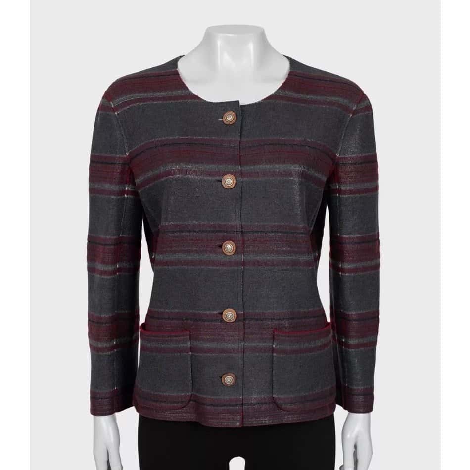 Chanel NWOT Chanel Dallas Cashmere Collarless Jacket - EU 44/3XL pre-owned Grey Wool Never worn - Box View