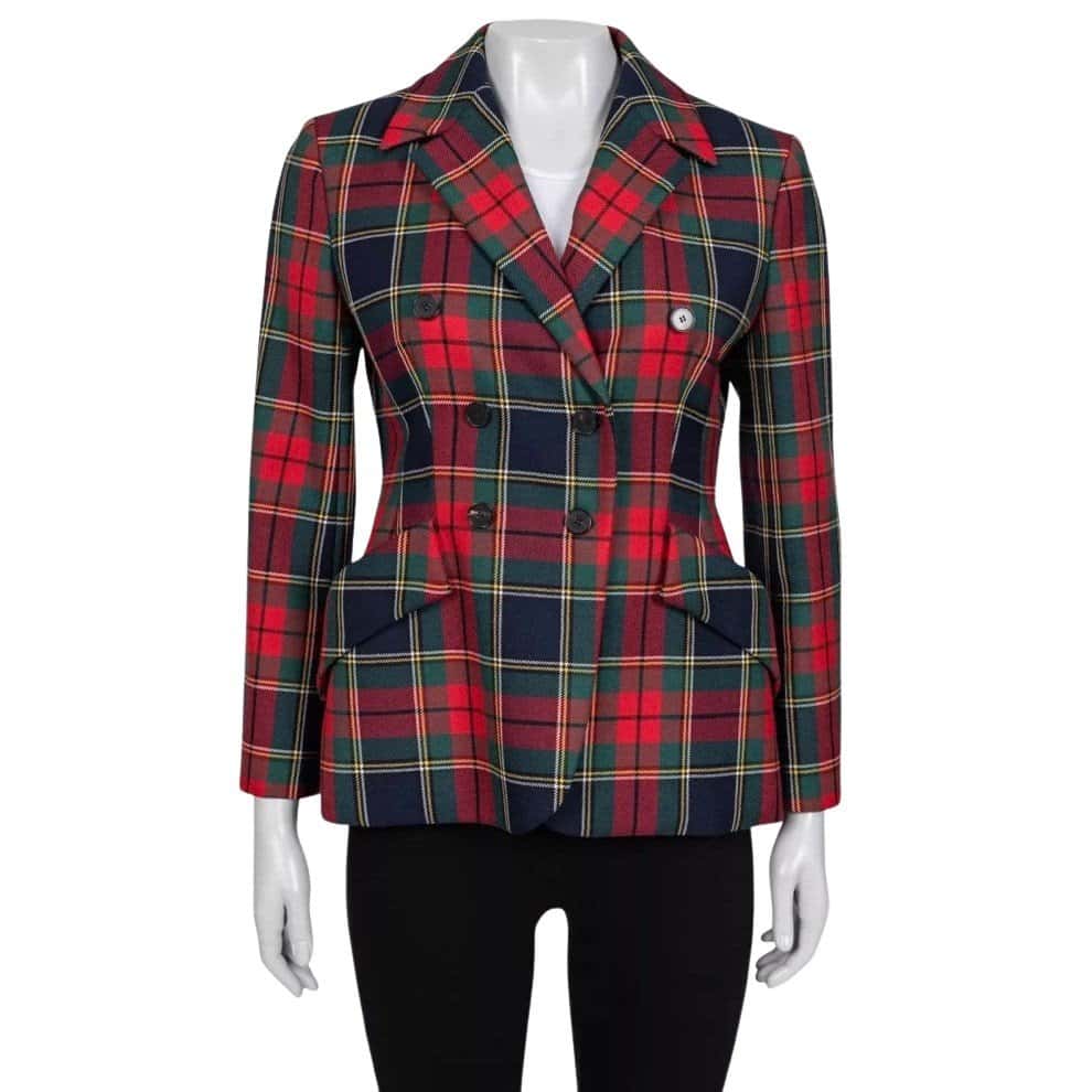 Christian Dior Christian Dior 2019 Tartan Fitted Wool Jacket Sz 40 pre-owned MultiColor Wool Good condition - Front View