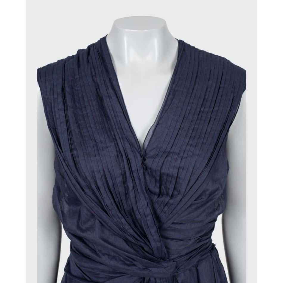Prada Prada Blue Draped Cotton Fitted Dress - Size 46 pre-owned Blue Cotton Good condition - Model View