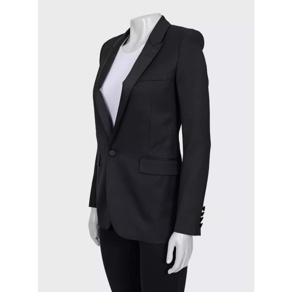 Saint Laurent Saint Laurent Black Straight Fit  Satin Lapels Blazer Sz.XS Pre-owned Black Satin Good condition - Back View