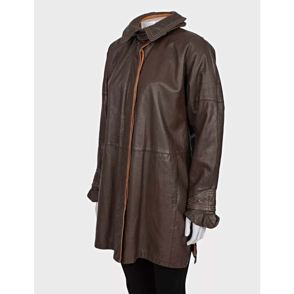 Gianfranco Ferré Ferre Classic Brown Leather Jacket Sz M Pre-owned Brown Leather Good condition - Back View