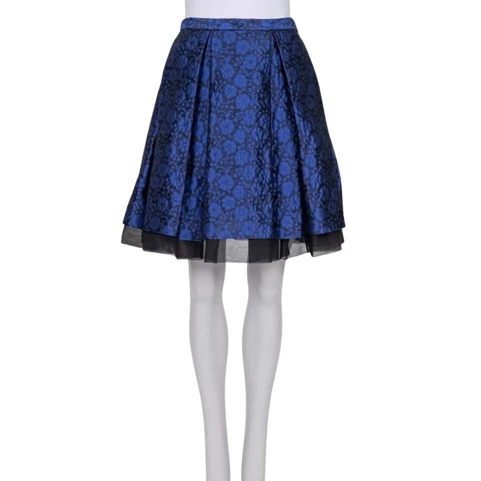 Christian Dior Christian Dior Blue Floral Silk Skirt - Sz M (EU 42) pre-owned Blue Silk Never worn - Front View