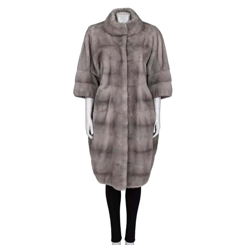 Gianfranco Ferré Gianfranco Ferre Gray Faux Fur Coat High Collar Sz L pre-owned Grey Good condition - Front View
