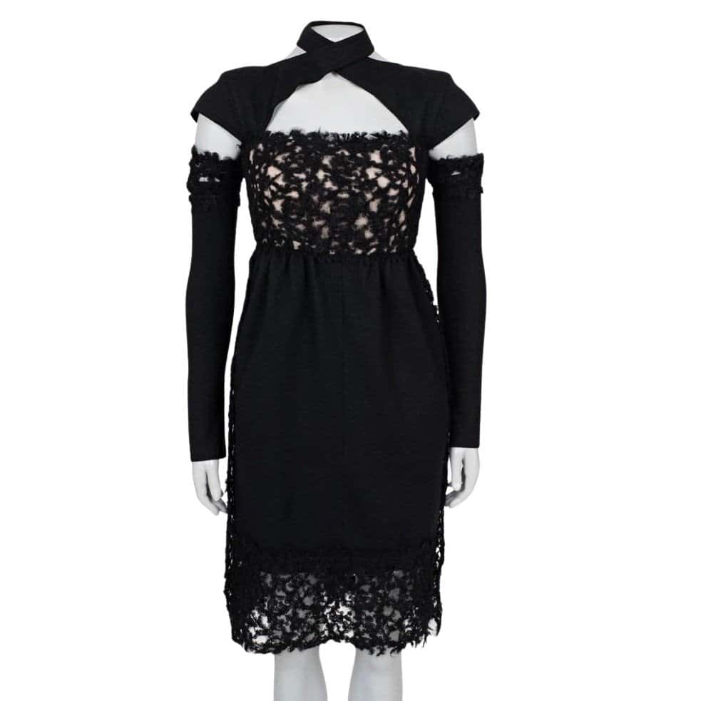 Fendi Fendi Black Wool Detachable Sleeves l Dress Sz/40/S Pre-owned Black Wool Good condition - Front View