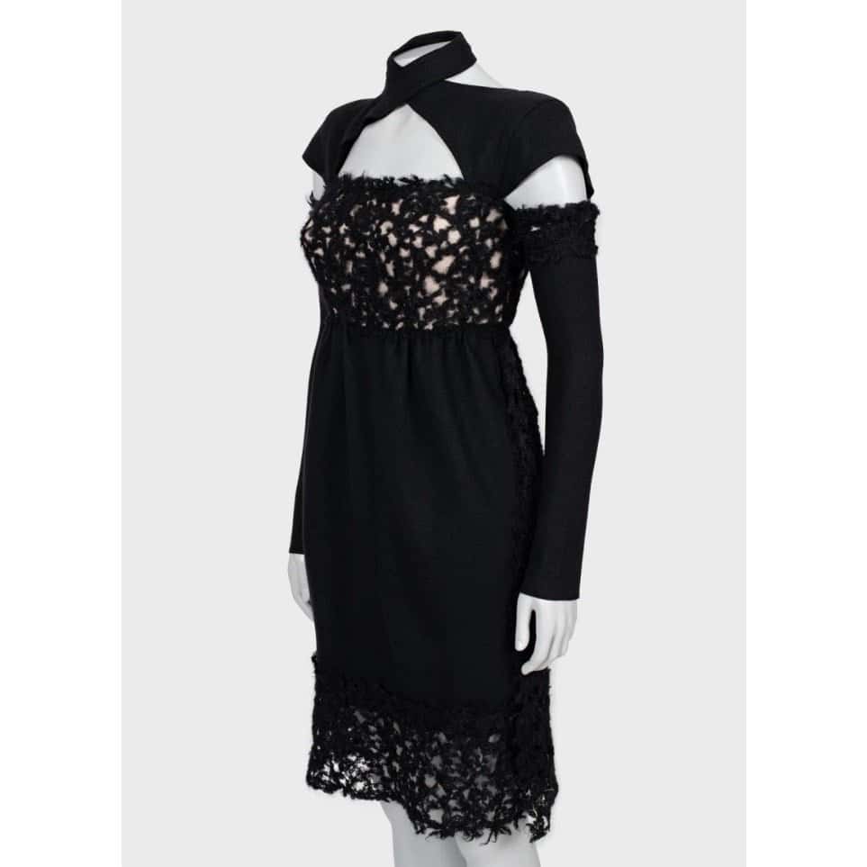 Fendi Fendi Black Wool Detachable Sleeves l Dress Sz/40/S Pre-owned Black Wool Good condition - Back View