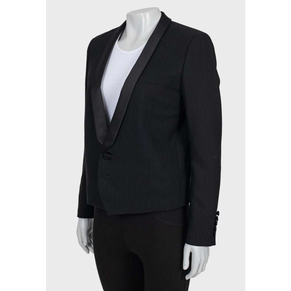 Saint Laurent Saint Laurent Black Wool Satin Lapels Jacket Sz.40 pre-owned Black Wool Good condition - Back View