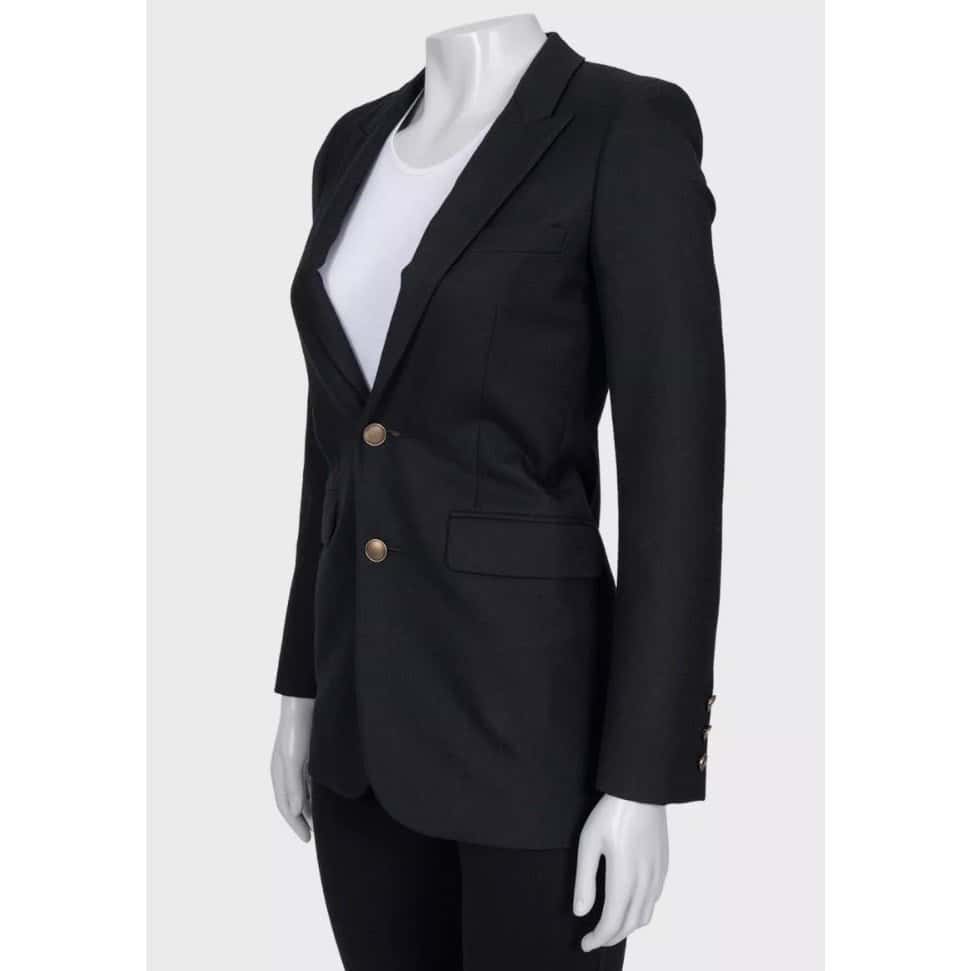 Saint Laurent Chic Saint Laurent Black Wool Jacket - EU 32/XS Pre-owned Black Wool Good condition - Back View