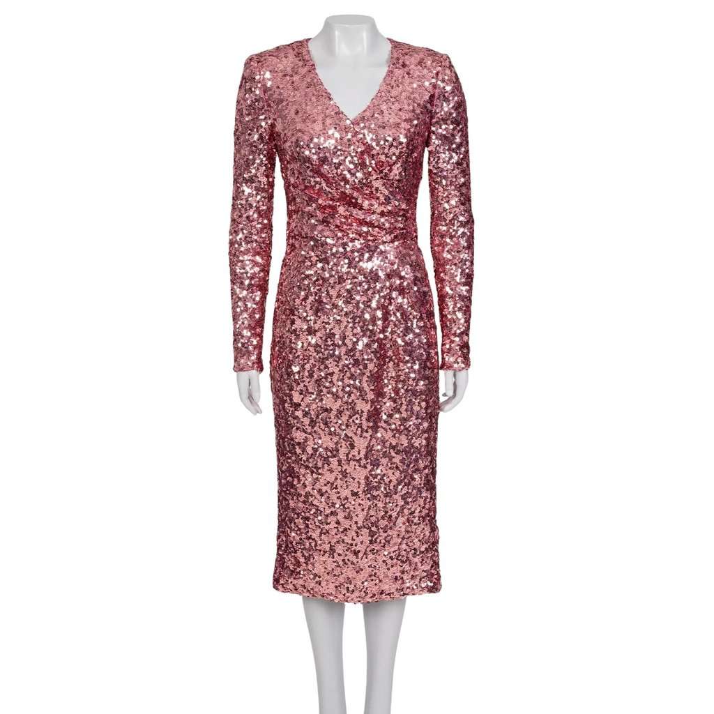 Dolce & Gabbana Dolce & Gabbana Pink Sequin Dress - Size M/IT42 Pre-owned Pink Cotton Good condition - Front View